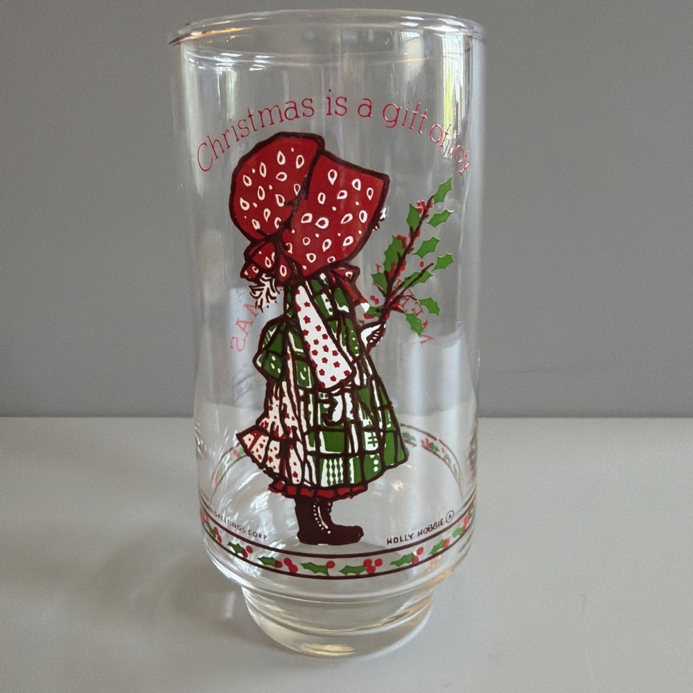Vintage Coca-Cola Holly Hobbie Christmas Holiday Glass Tumbler Limited Edition